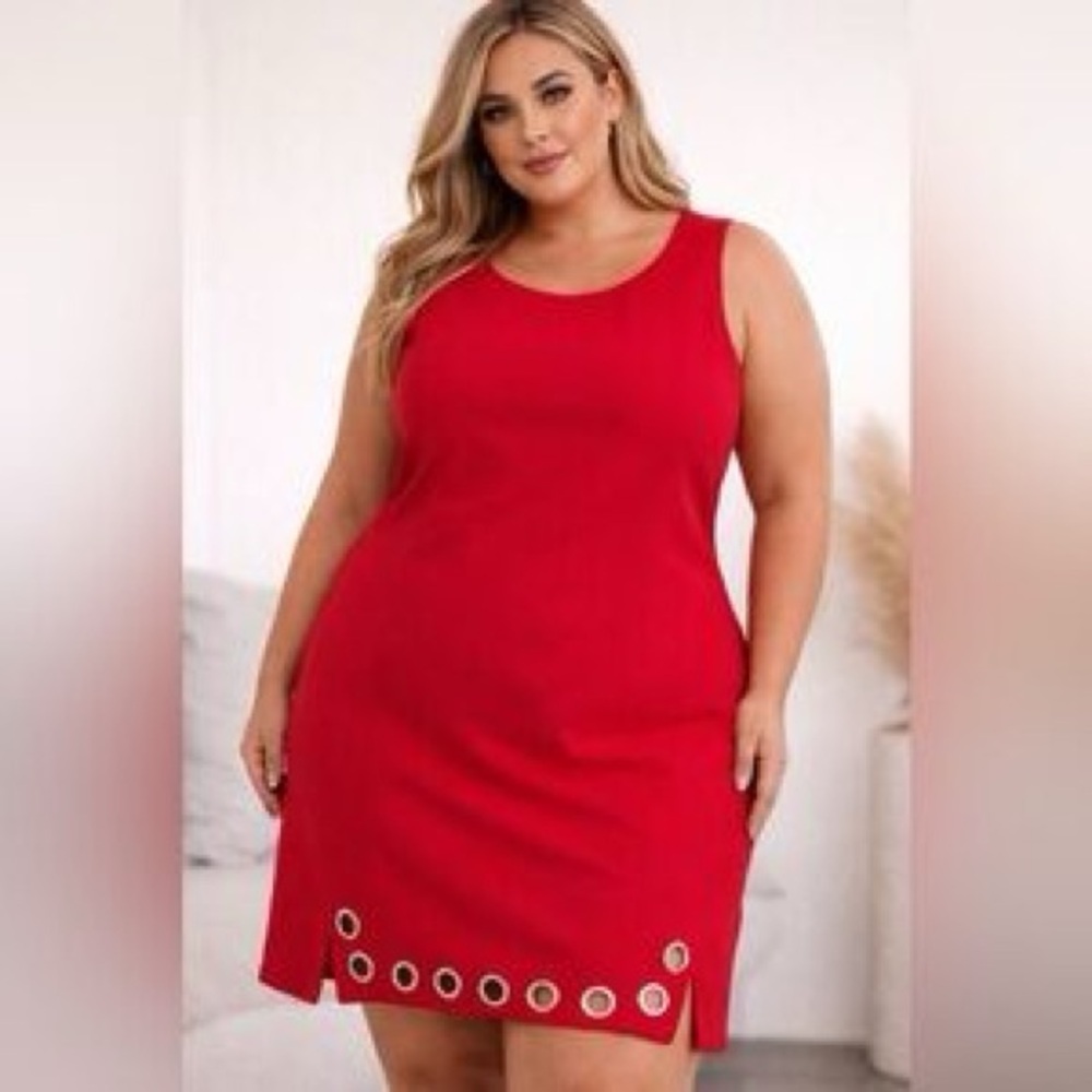 Karl Lagerfeld Red Mini Dress with Eyelet Detail